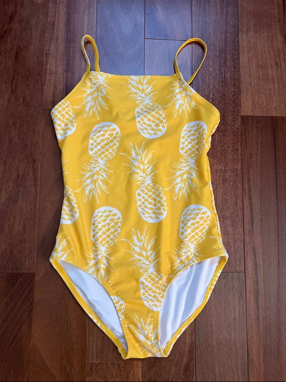 Girls' Yellow Pineapple Print One-Piece Swimsuit